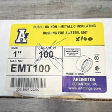Arlington EMT100 1in Push-On Non-Metallic EMT Insulating Bushing White 100pk picture