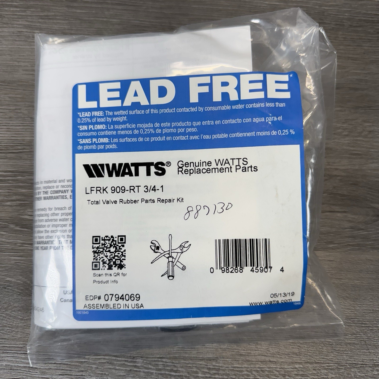 Watts LFRK 909-RT 3/4-1 Total Valve Rubber Parts Repair Kit Lead Free Watts LFRK 909-RT 3/4-1 Total Valve Rubber Parts Repair Kit Lead Free