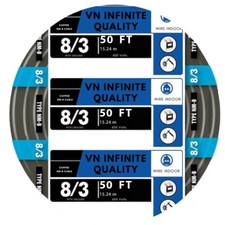 8/3 NM-B Non-Metallic Sheathed Cable Stranded Wire Equivalent to Romex (50 Ft) picture