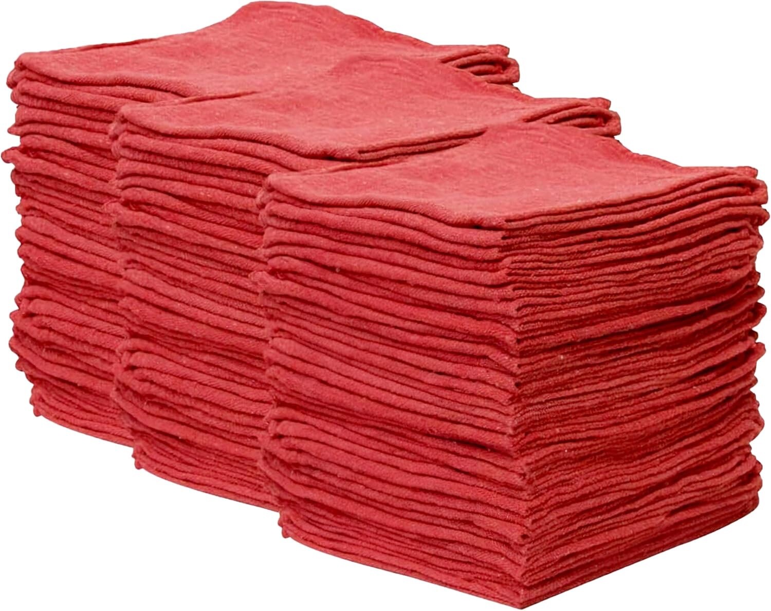 50 Pieces Red Shop Towels Large 15x15 Cleaning Rags, Fast , A Grade