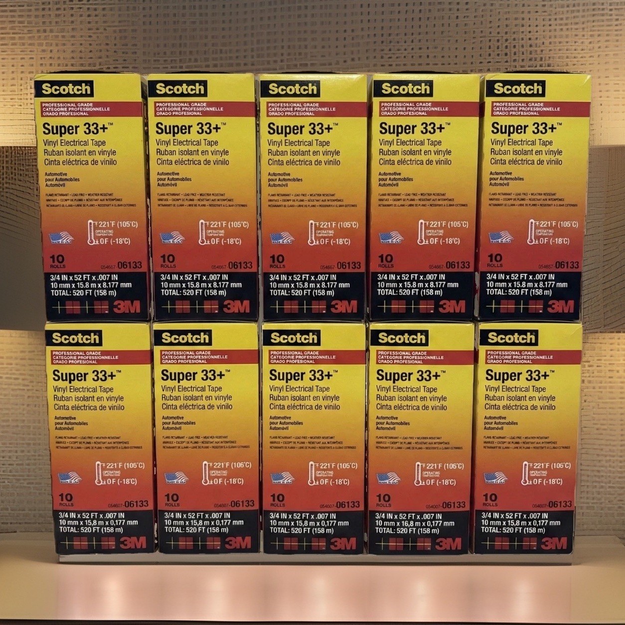 Scotch 3M 06133 Super 33+ Vinyl Electrical Tape Black 52ft 100 Rolls Bulk Case Scotch 3M 06133 Super 33+ Vinyl Electrical Tape Black 52ft 100 Rolls Bulk Case