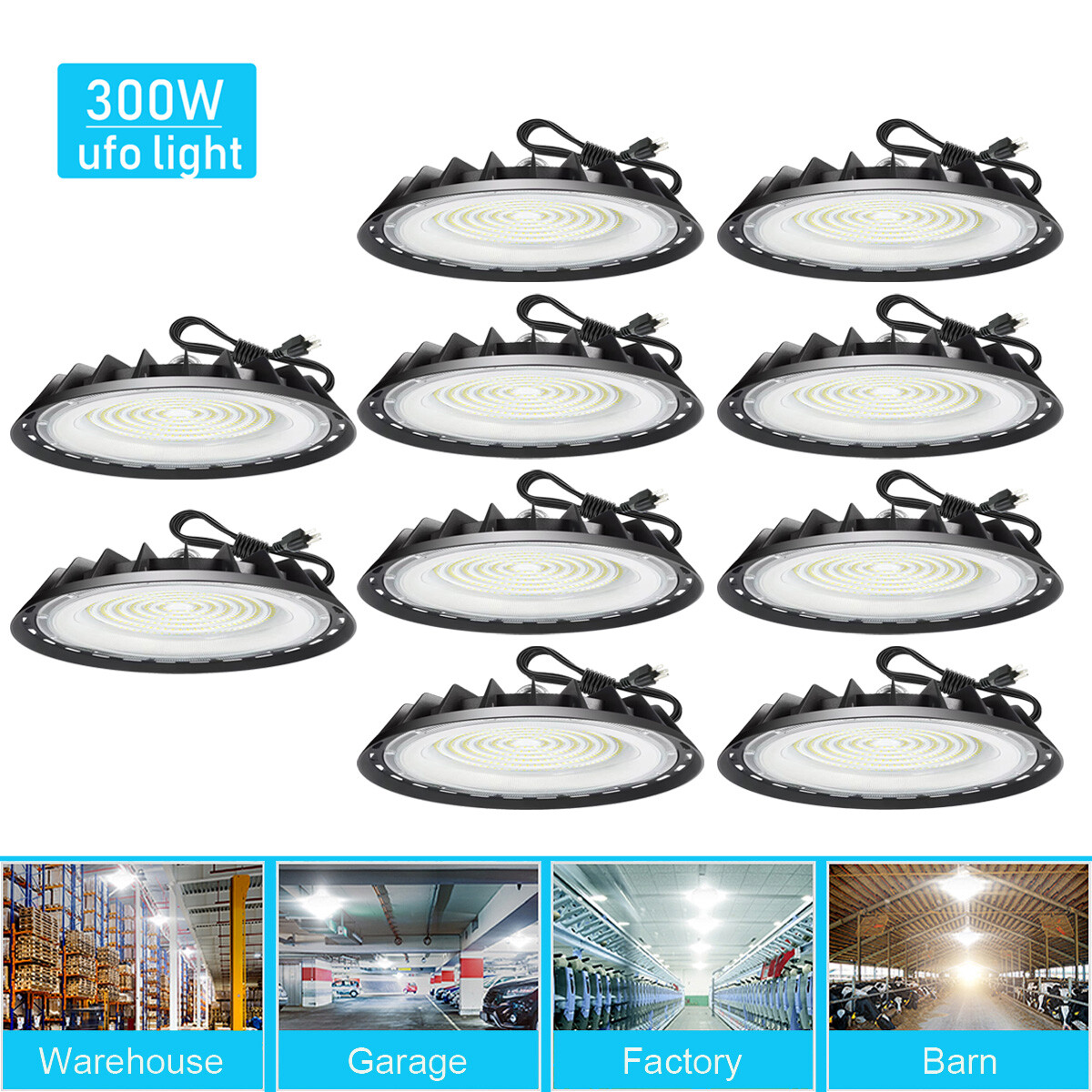 10 Pack 300W UFO Led High Bay Light Commercial Industrial Factory Led Shop Light 10 Pack 300W UFO Led High Bay Light Commercial Industrial Factory Led Shop Light