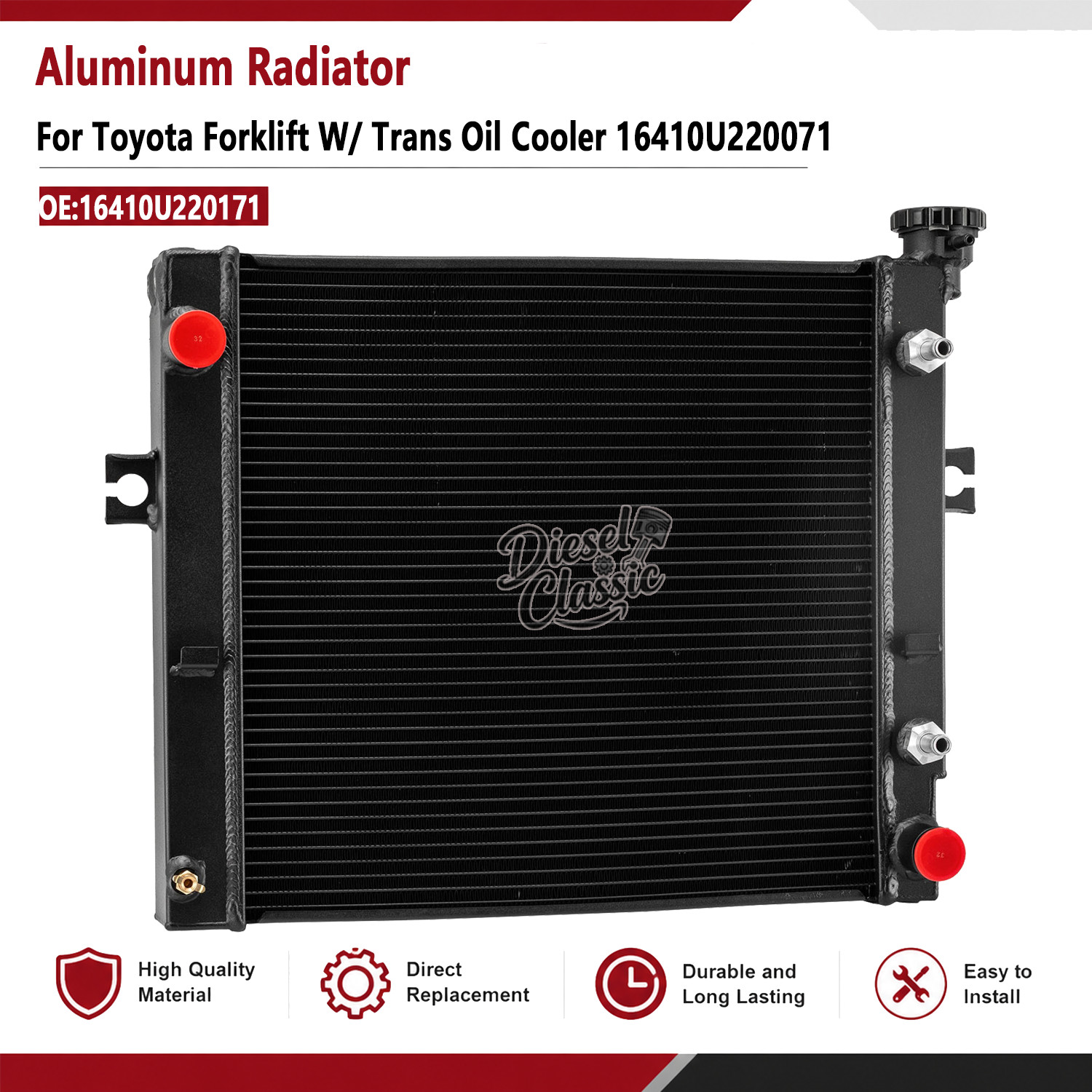 3-ROW Radiator W/Oil Cooler For Toyota Forklift 16410U220071 16410U220171 Black 3-ROW Radiator W/Oil Cooler For Toyota Forklift 16410U220071 16410U220171 Black