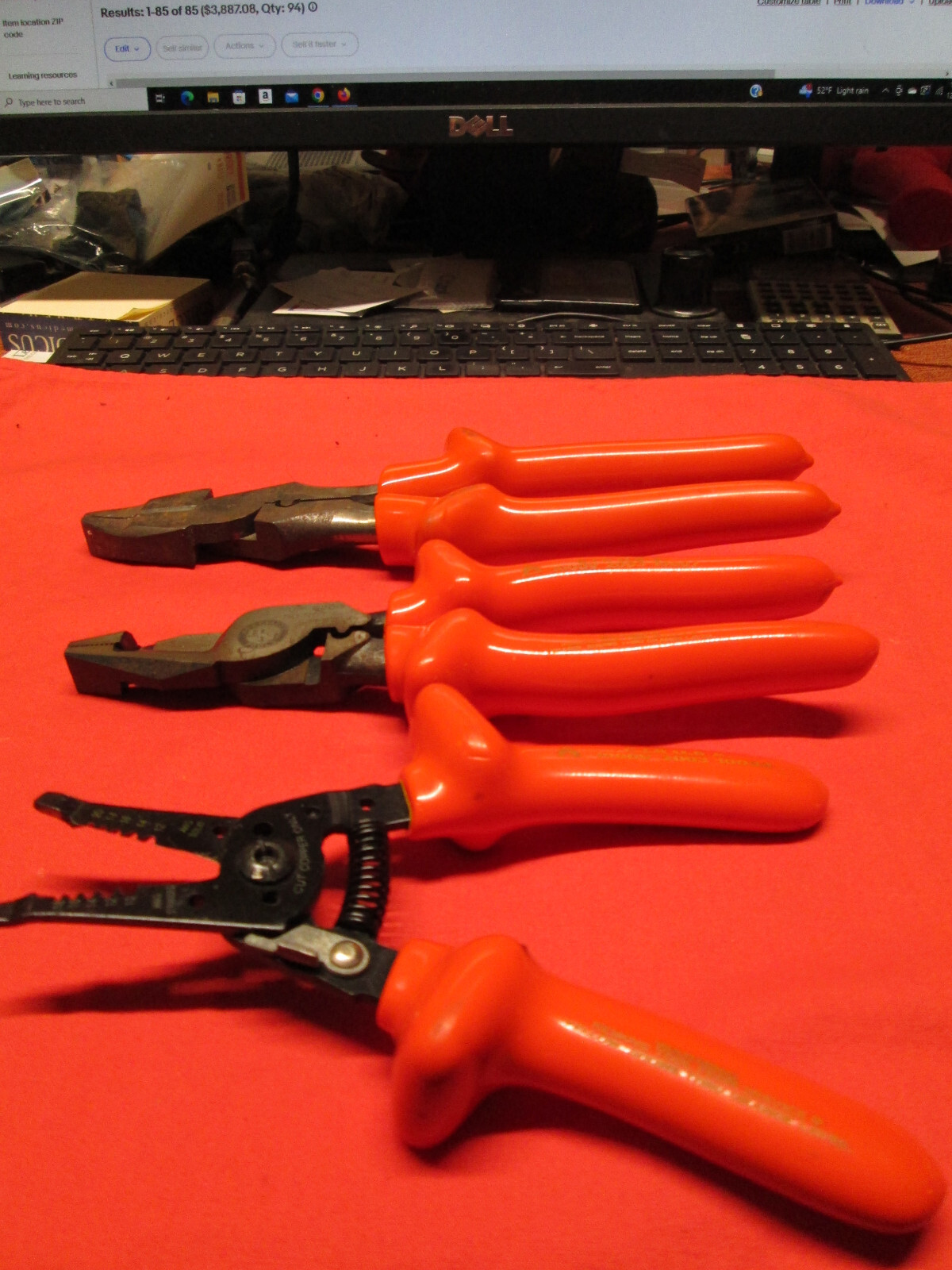 1000 VOLT HIGH VOLTAGE PLIER SET, SPECIALTY TOOLS, KLIENS, SIDE CUTS, STRIPPERS 1000 VOLT HIGH VOLTAGE PLIER SET, SPECIALTY TOOLS, KLIENS, SIDE CUTS, STRIPPERS