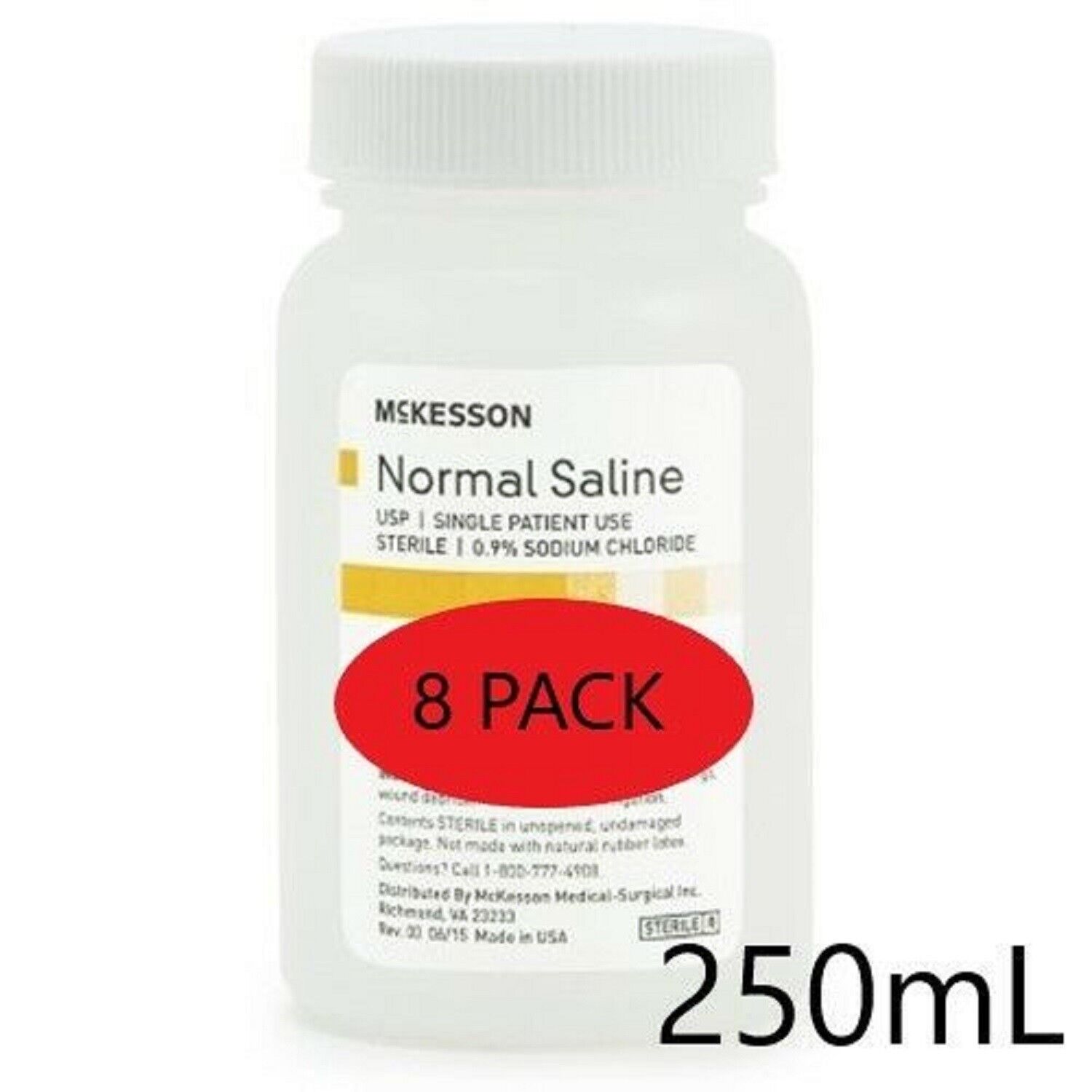 Normal Saline USP Solution Sodium Chloride 0.9%Solution Bottle,250mL PACK OF 8