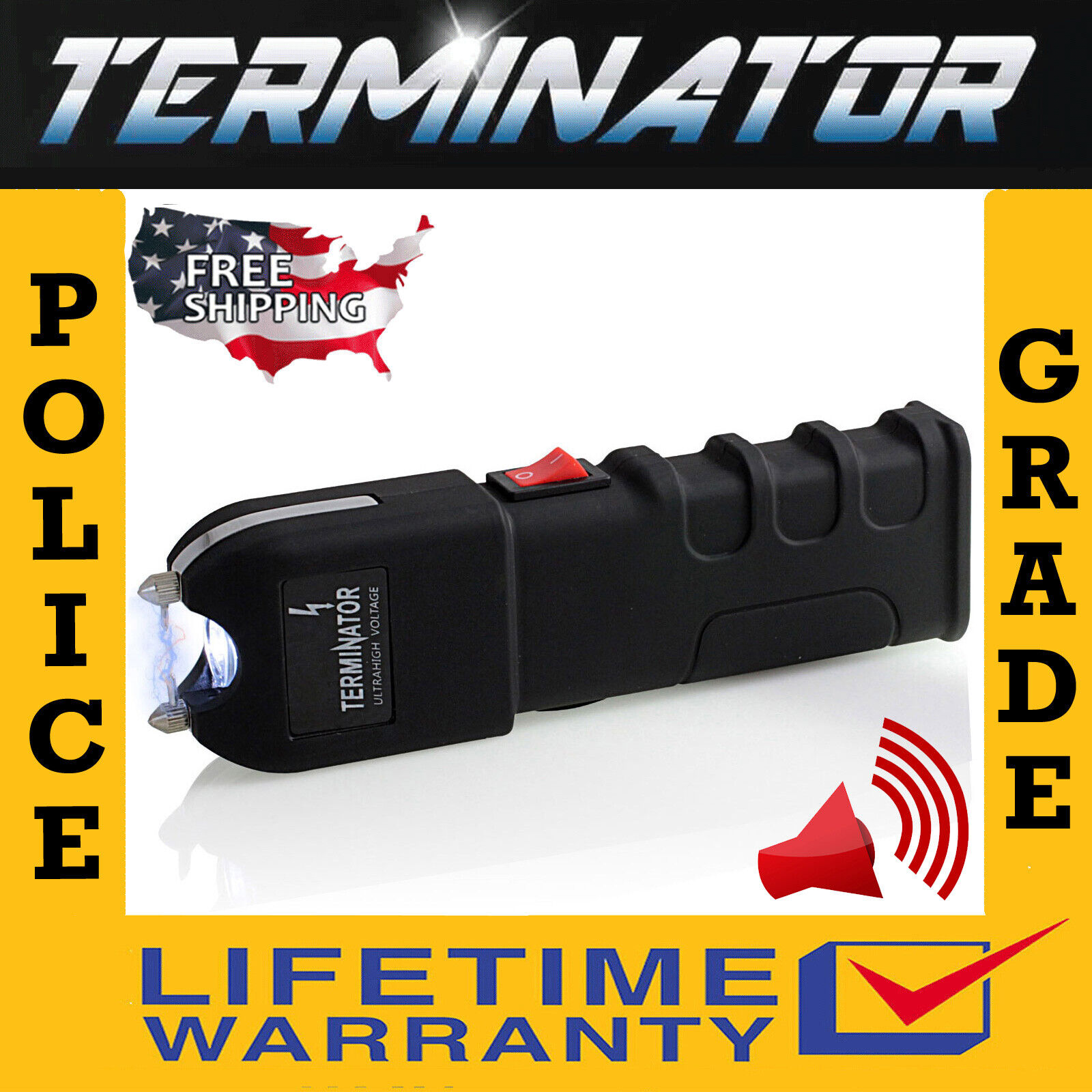 Police Stun Gun SGT928-700BV Maximum Power Rechargeable With Ear-Piercing Alarm