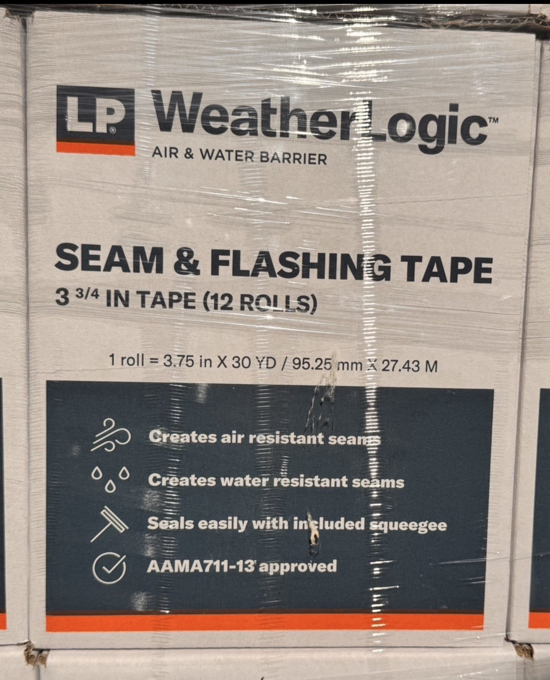 LP Weather Logic Seam & Flashing Tape 3-3/4” x 30yd - 12 Roll Case