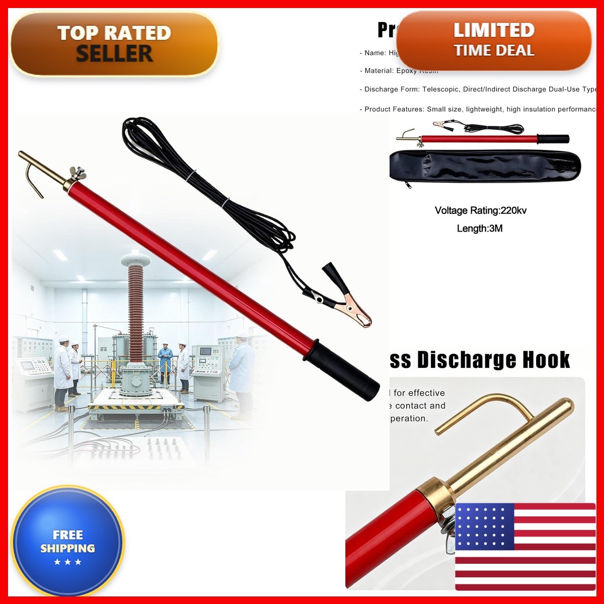220kV High-Voltage Discharge Rod, 3M Telescopic Hot Stick DZEEIECED 220kV High-Voltage Discharge Rod, 3M Telescopic Hot Stick DZEEIECED