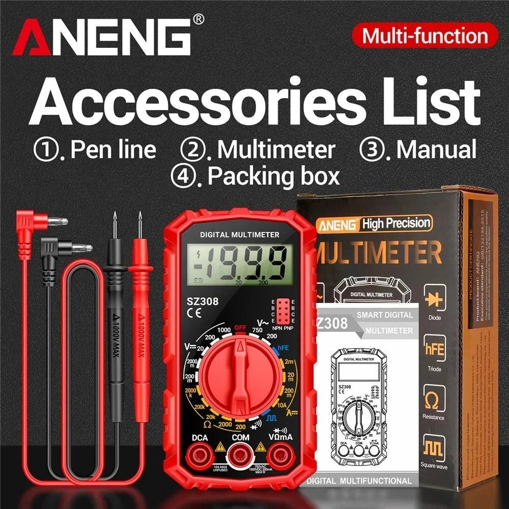 Digital Multimeter LCD Voltmeter Ammeter Ohmmeter Volt AC DC Tester Leads Meter Digital Multimeter LCD Voltmeter Ammeter Ohmmeter Volt AC DC Tester Leads Meter