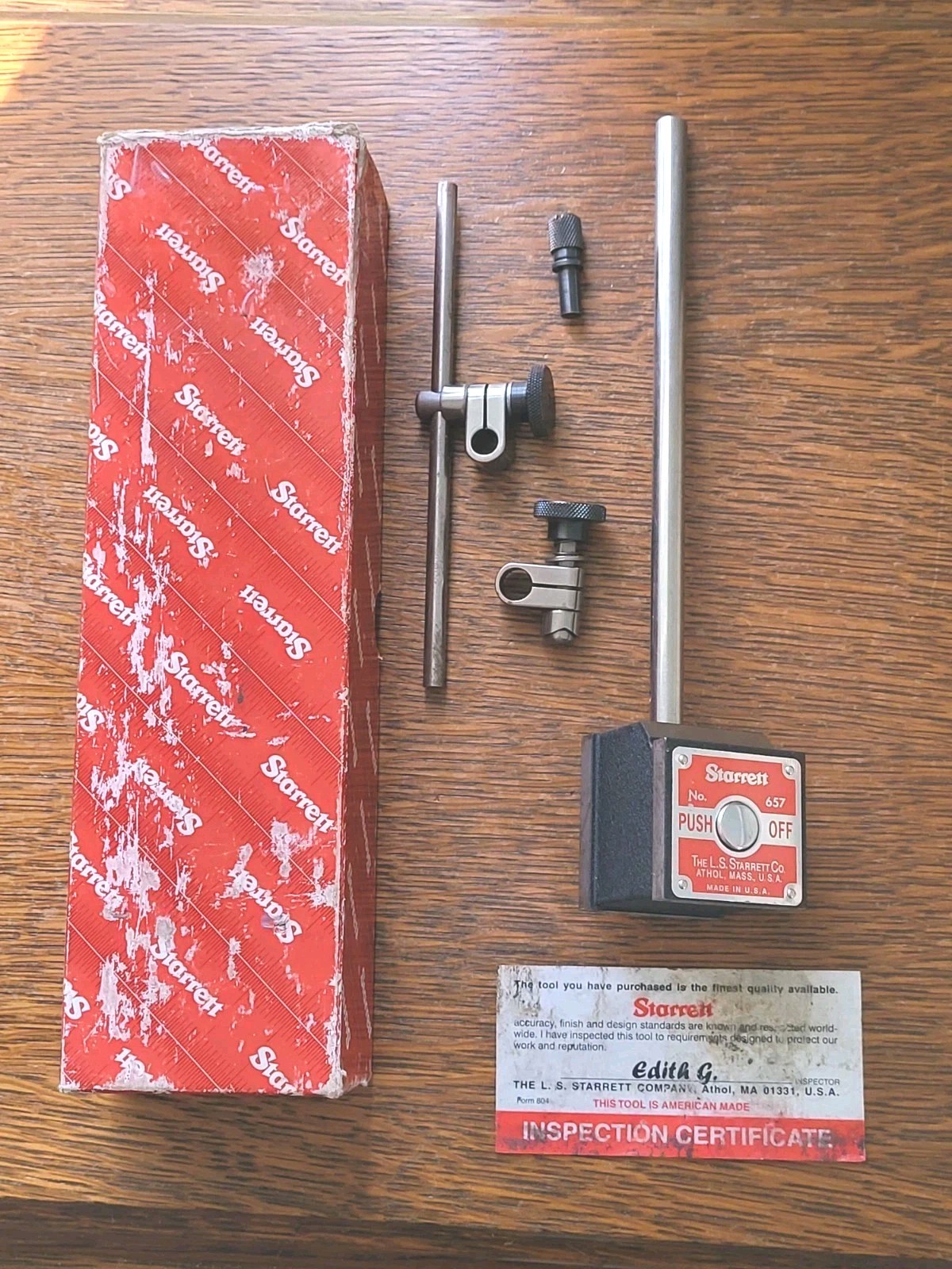Starrett No. 657AA Magnetic Base Indicator Holder w/Accessories & Box USA 