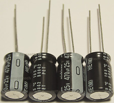 4x Nichicon HE 470uF 25v Low-ESR radial capacitors caps 105C 10mm 10x16 picture