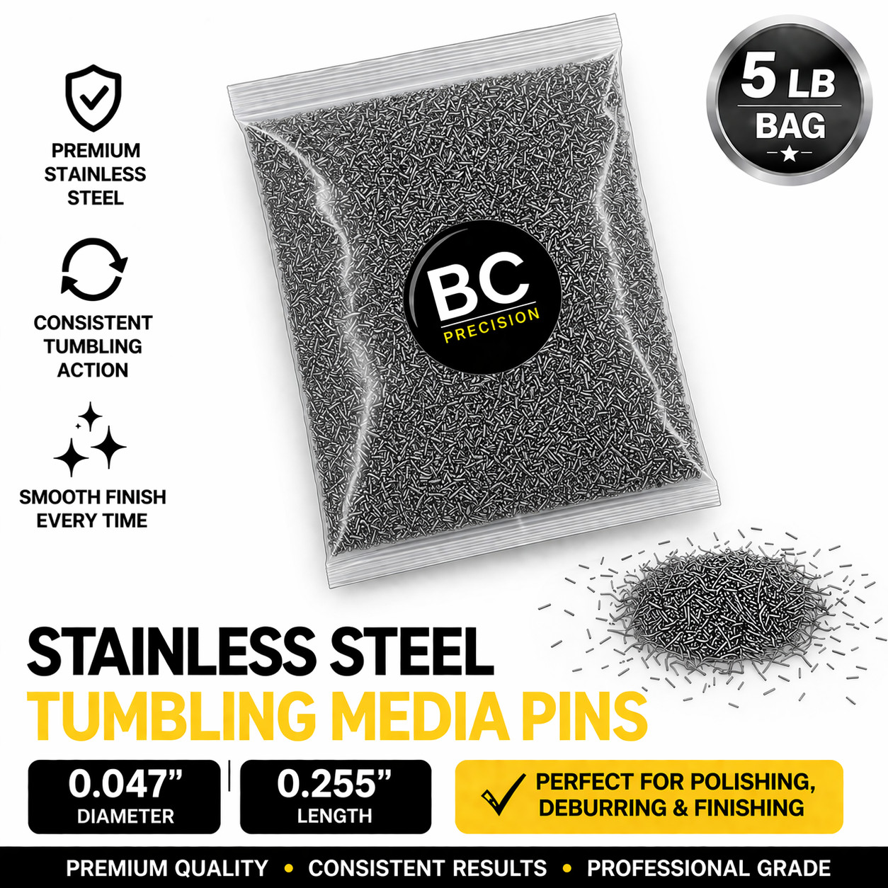 5 lb Stainless Steel Tumbling Media Pins - 0.047\ 5 lb Stainless Steel Tumbling Media Pins - 0.047\
