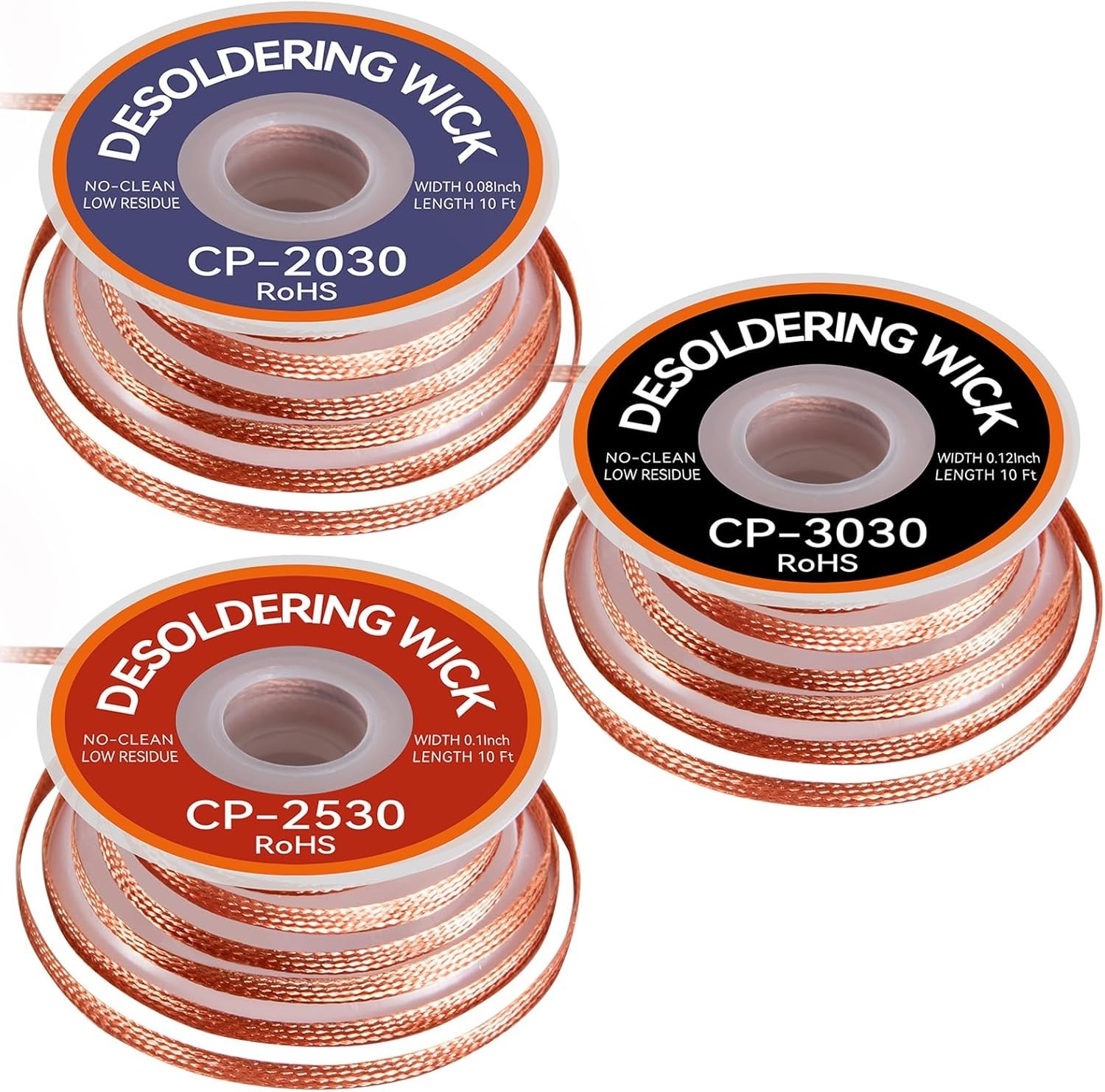 3PCS Premium Desoldering Wick - 3 Sizes Solder Wick Braid (0.08\ 3PCS Premium Desoldering Wick - 3 Sizes Solder Wick Braid (0.08\