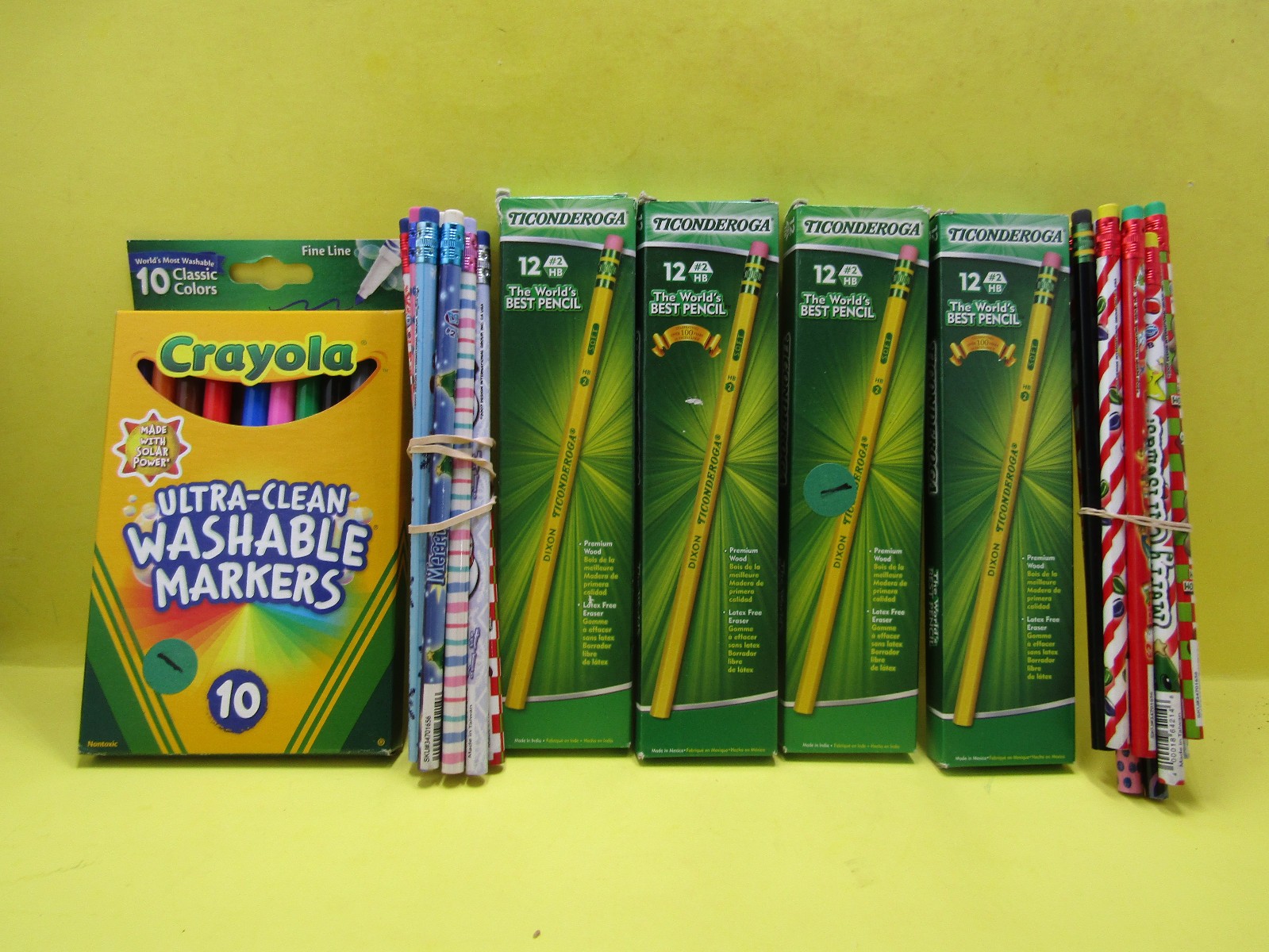 Dixon Ticonderoga #2 Pencils (48) Designer Pencils (24) Crayola Markers Bundle 