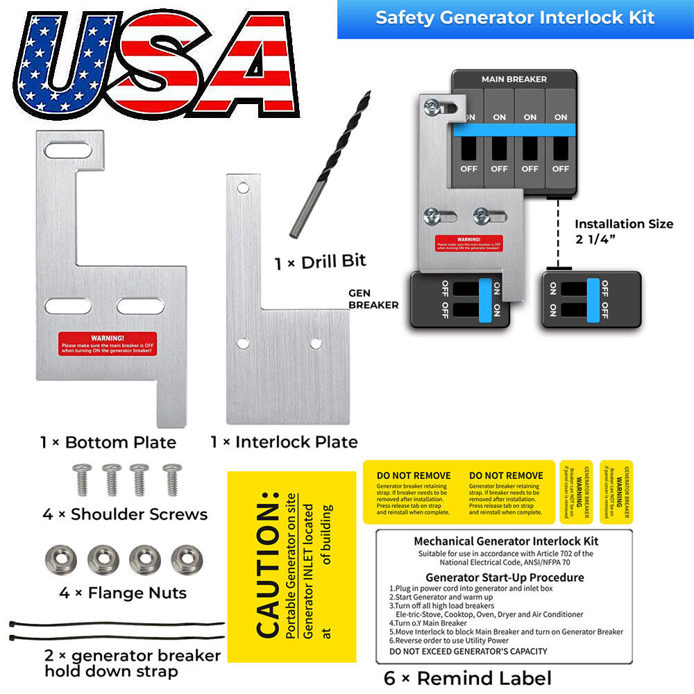 Generator interlock kit for GE /Siemens /Murray/ITE 150 and 200 amp panel