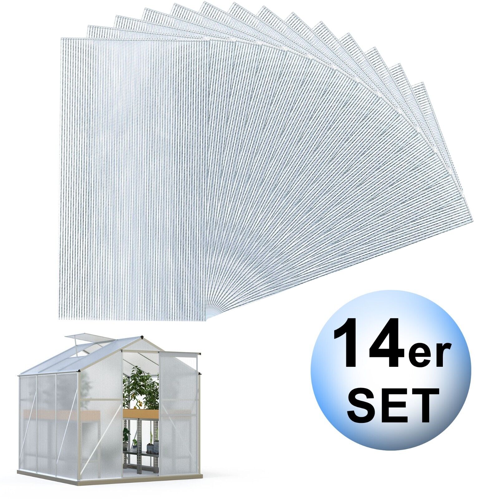 14Pcs 2\' X 4\' 4mm Polycarbonate Greenhouse Panels Thickness Twin Walled Sheets