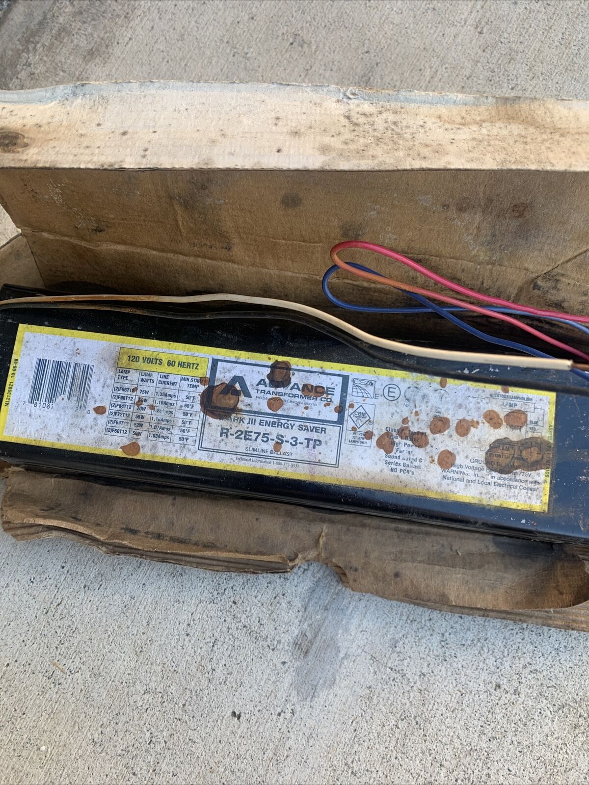 Advance Transformer Co. Mark III Energy STAINED Outside But Wires Look NEW