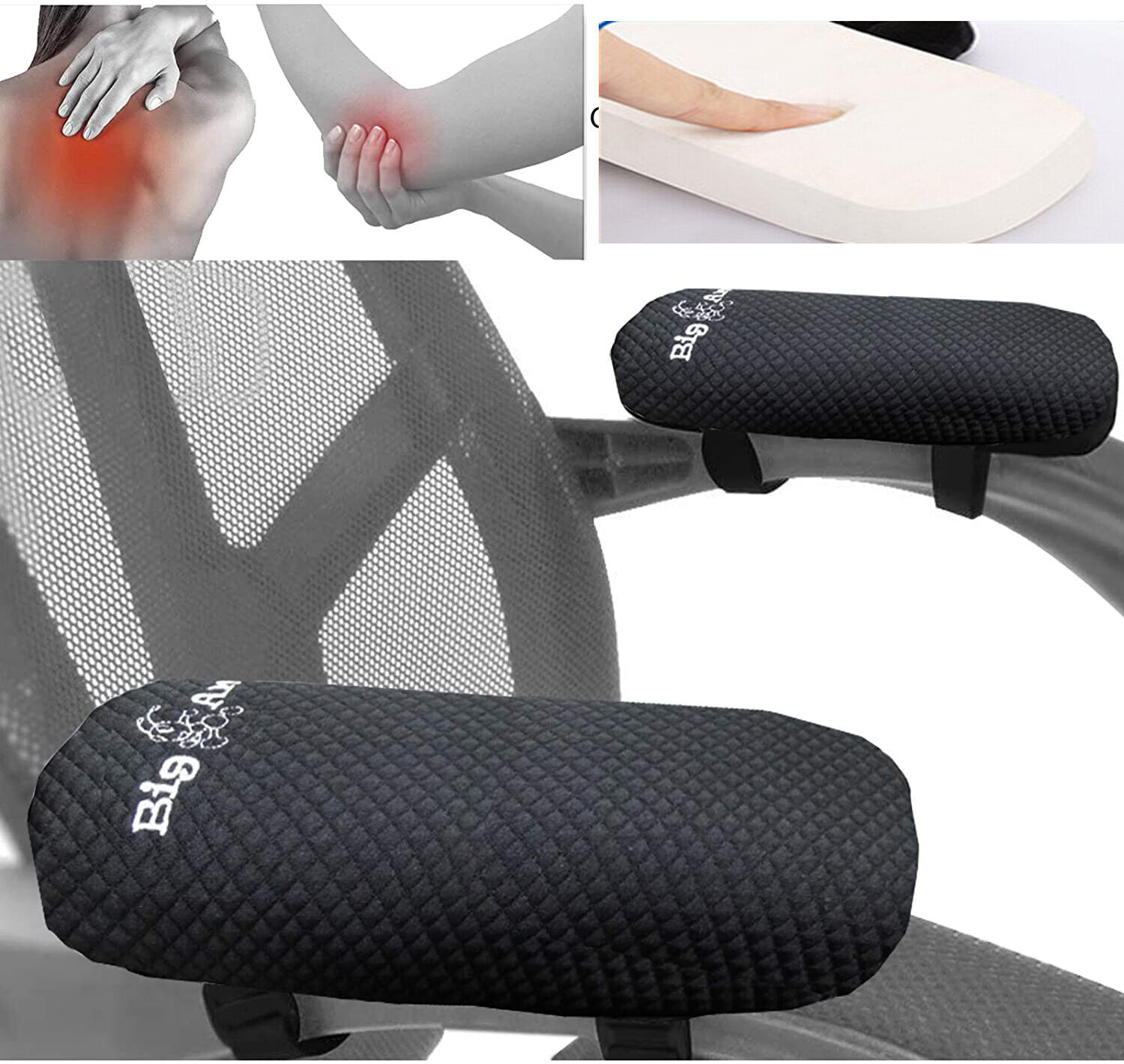 Big Ant 2Pcs Memory Foam Office Chair Armrest Pads, Chair Armrest Cushion Covers