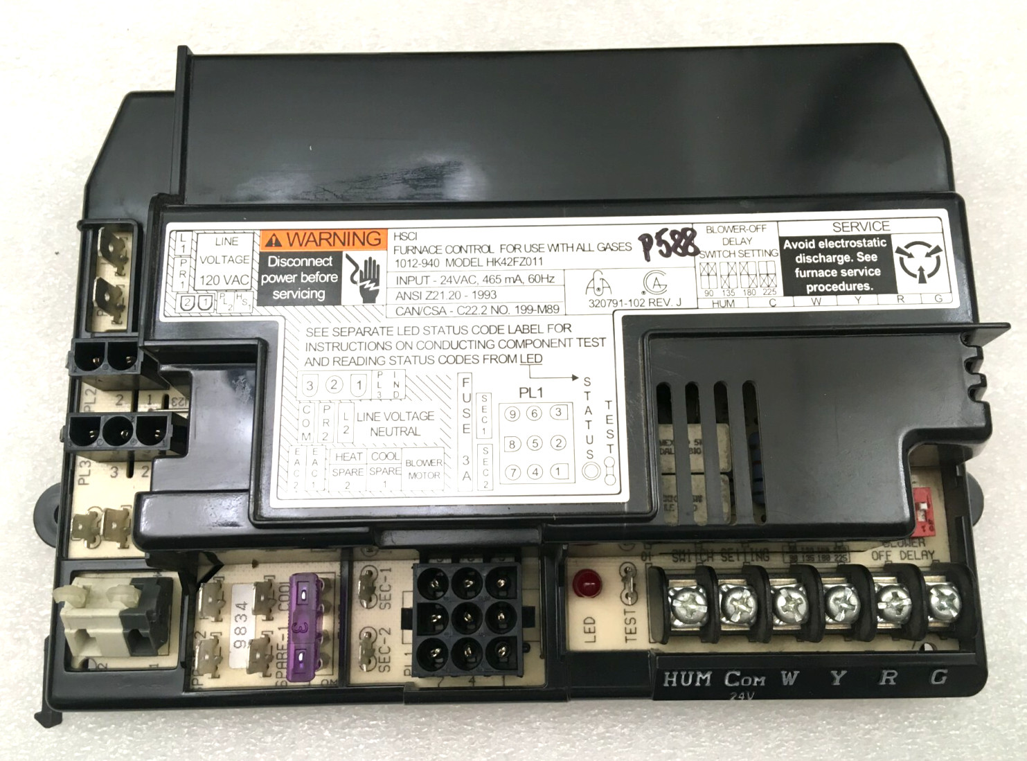 Carrier Bryant HK42FZ011 Control Board 1012-940 used refurbished tested #P588 Carrier Bryant HK42FZ011 Control Board 1012-940 used refurbished tested #P588
