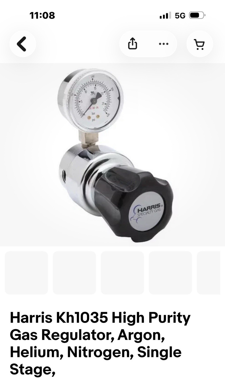 Harris Kh1035 Specialty Gas Regulator, 0 To 50 Psi, Use With: High Purity