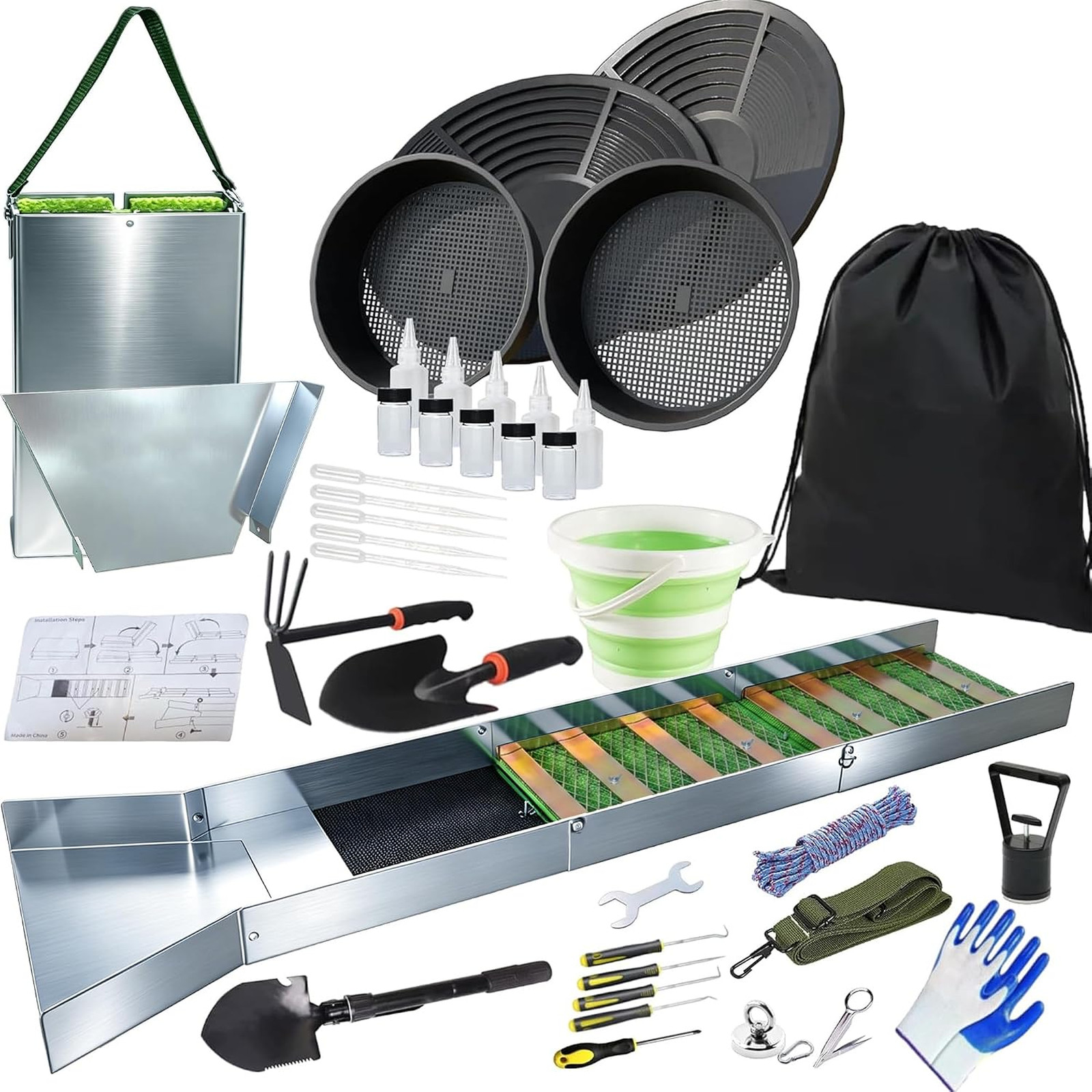 37pcs Complete Gold Panning Kit with 50\ 37pcs Complete Gold Panning Kit with 50\