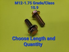 M12-1.75 x(CHOOSE LENGTH & QUANTITY) Class 10.9 Metric Flange Bolts Yellow Grade picture