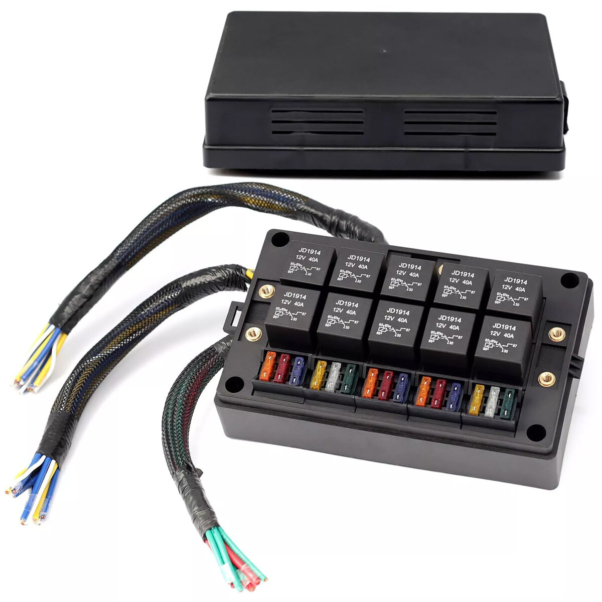 Pre-Wired 15 Slots 10 Way Fuse Relay Box 12V Automotive, Fuse Relay Block New Pre-Wired 15 Slots 10 Way Fuse Relay Box 12V Automotive, Fuse Relay Block New