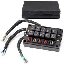 Pre-Wired 15 Slots 10 Way Fuse Relay Box 12V Automotive, Fuse Relay Block New picture