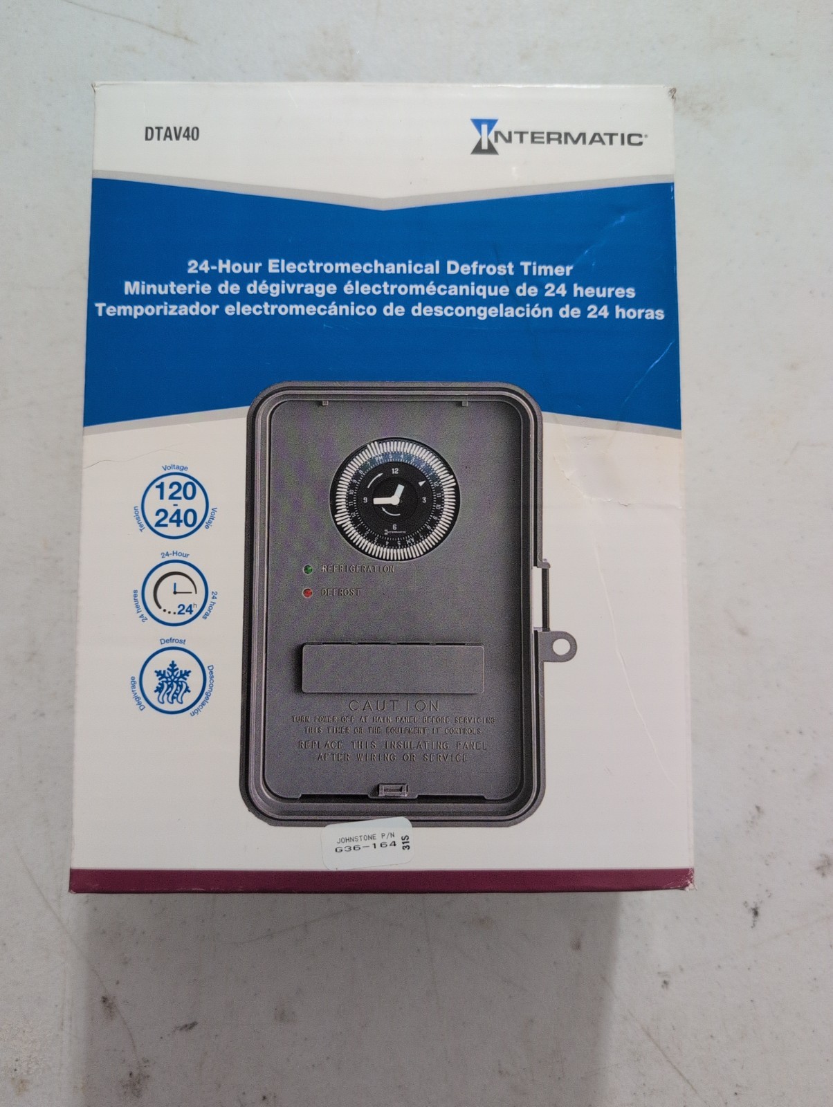 Intermatic DTAV40 24-Hour Electromechanical Defrost Timer 40A 120-240VAC Intermatic DTAV40 24-Hour Electromechanical Defrost Timer 40A 120-240VAC
