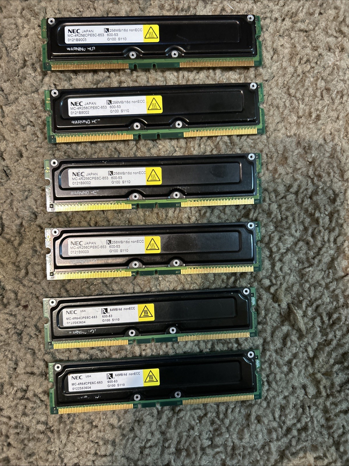 Nec Memory Ram Lot 6 256 Memory Ram (4) 64 Memory Ram (2) Used Working Nec Memory Ram Lot 6 256 Memory Ram (4) 64 Memory Ram (2) Used Working