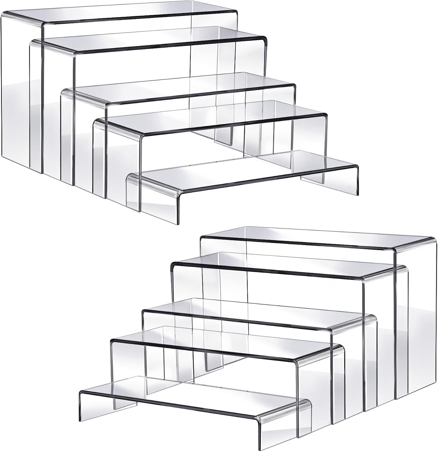 Fixwal 10Pcs 2 Set Acrylic Risers for Display Clear Perfume Organizer Stands Acr Fixwal 10Pcs 2 Set Acrylic Risers for Display Clear Perfume Organizer Stands Acr