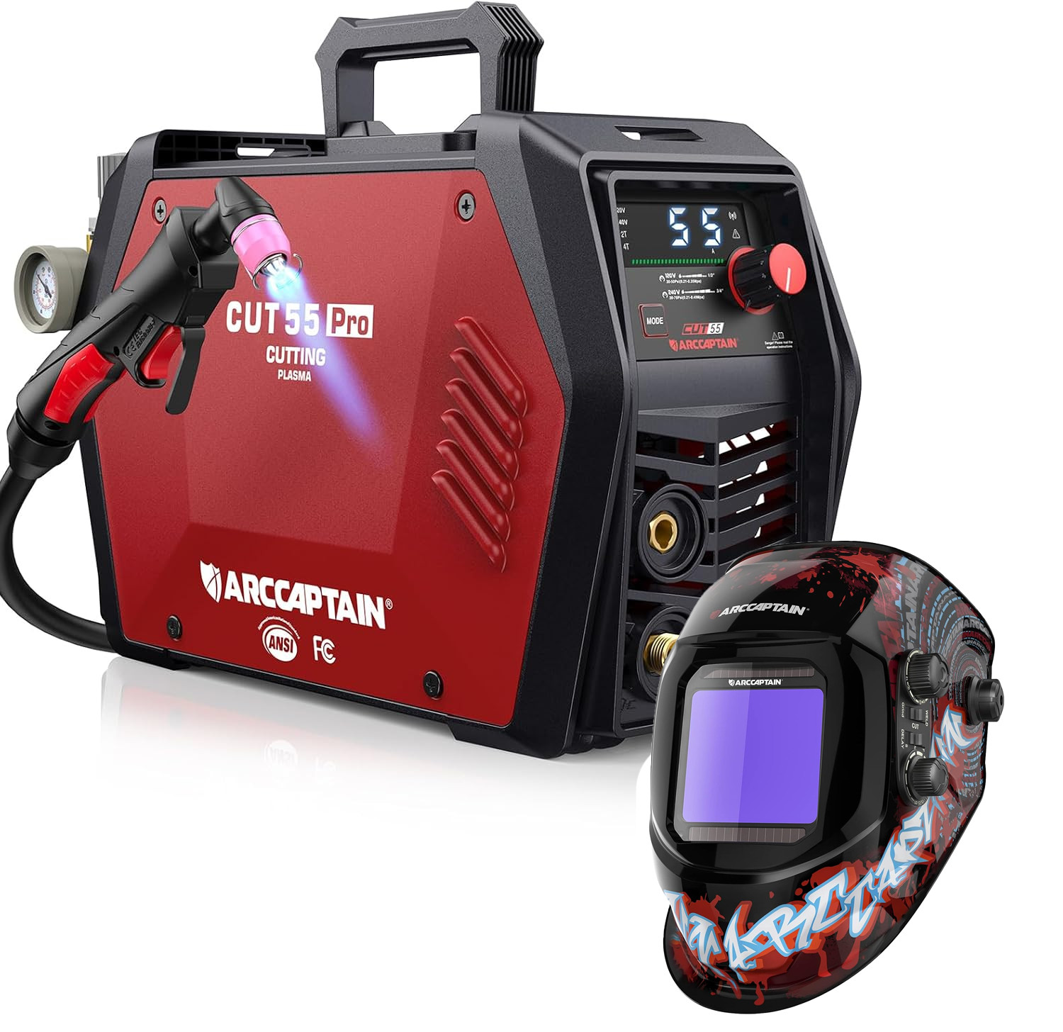 ARCCAPTAIN iControl 55Amp Pro Plasma Cutter Non-Touch Pilot Arc & Welding Helmet