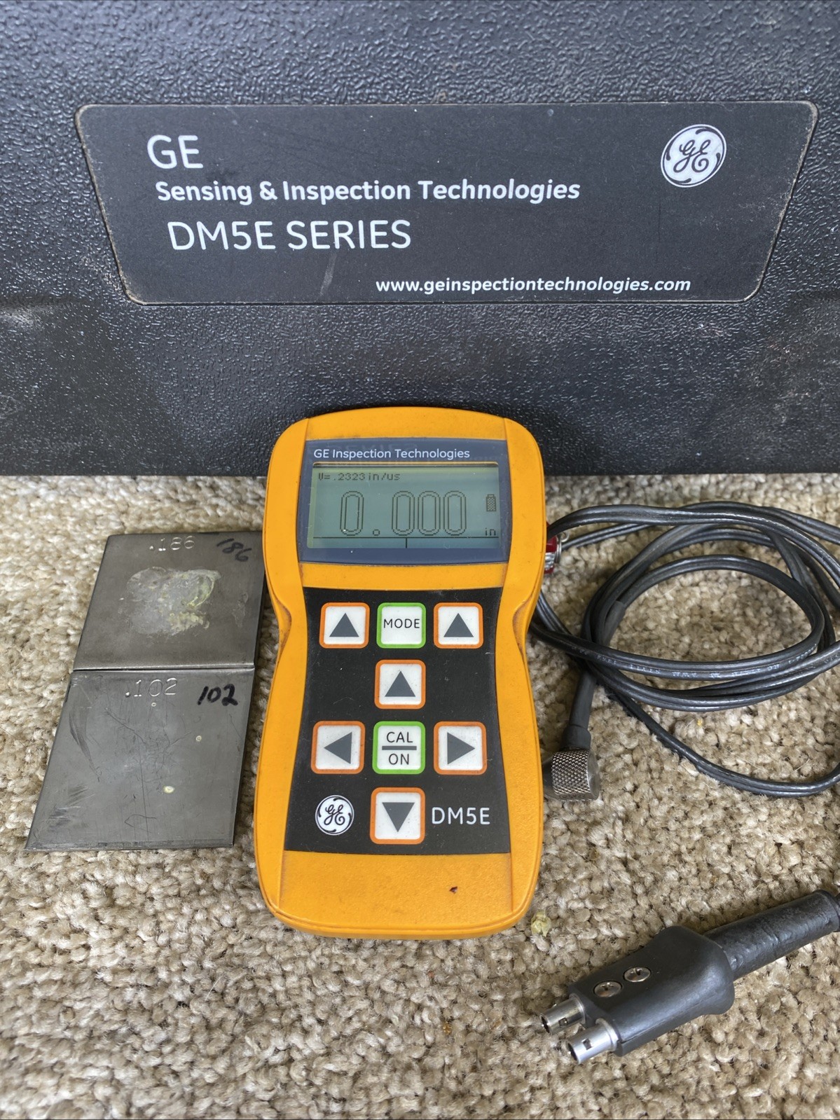 GE Inspection Technologies DM5E Corrosion Thickness Gauge DA 512 Probe TESTED. GE Inspection Technologies DM5E Corrosion Thickness Gauge DA 512 Probe TESTED.