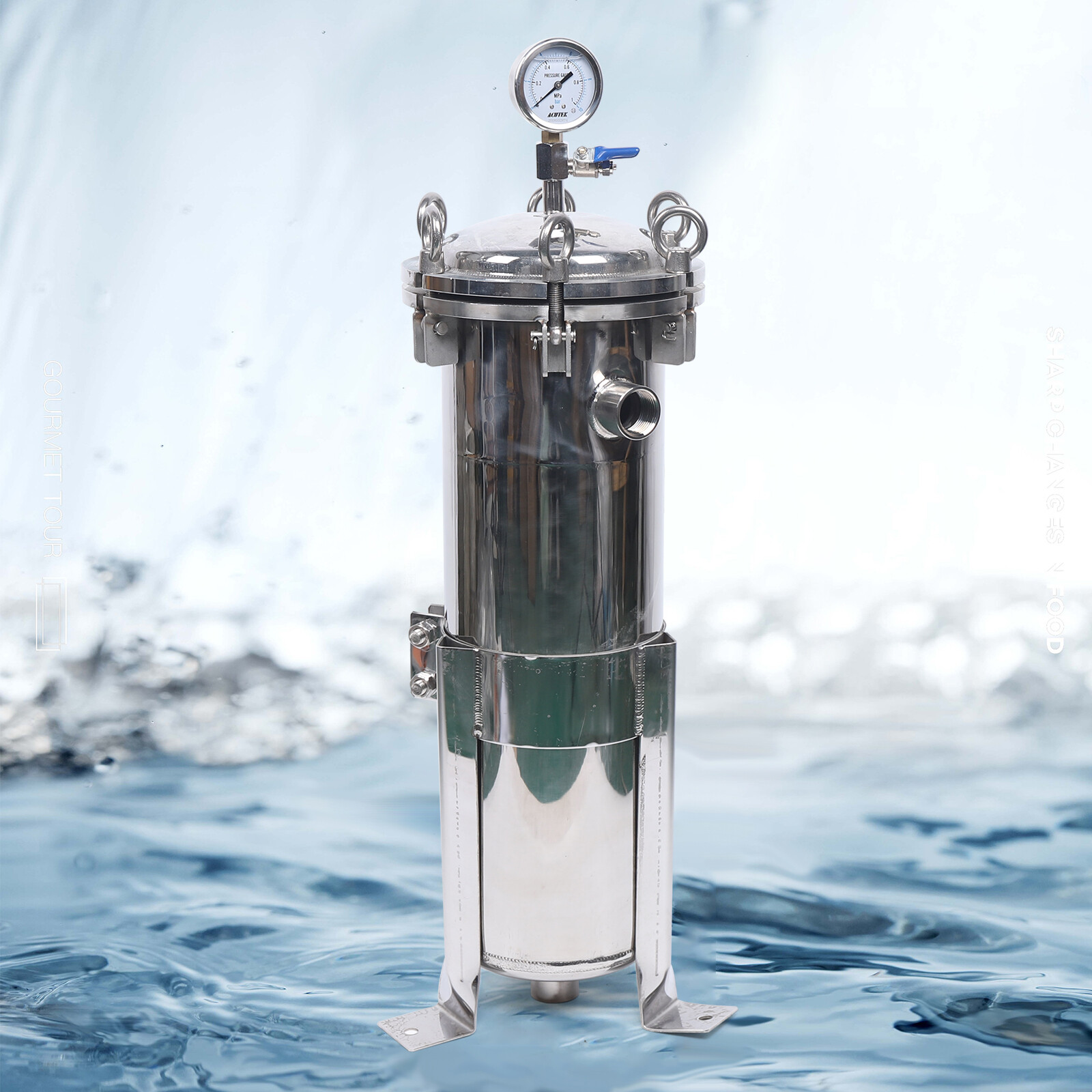 cylinder Bag Filter Housings Stainless Steel 304 Pressure Filter Device 150 PSI