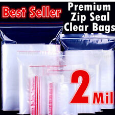 100 Clear Reclosable Zipper Bags Zip Small Large Plastic 2Mil Lock Cloth Jewelry picture