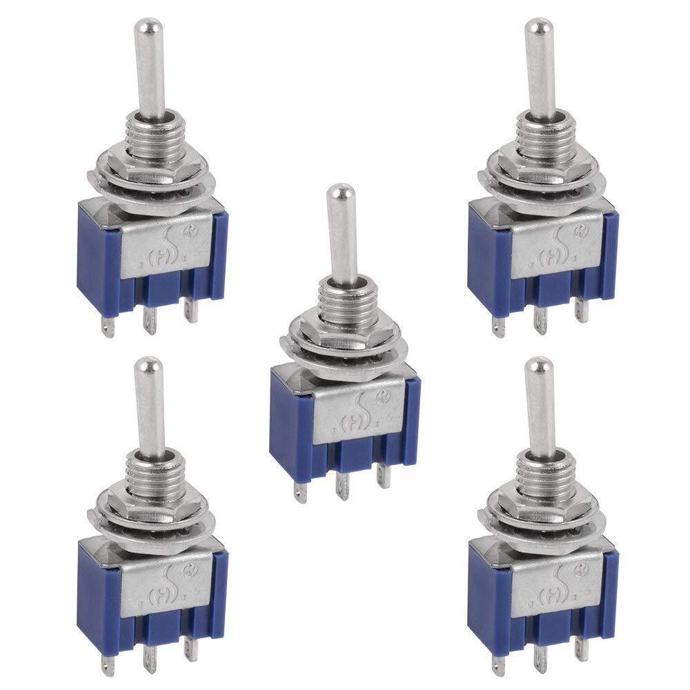 5-Piece Micro Mini Toggle Switch - AC ON/OFF/ON SPDT, 3 Position, 6 Amp AC125V