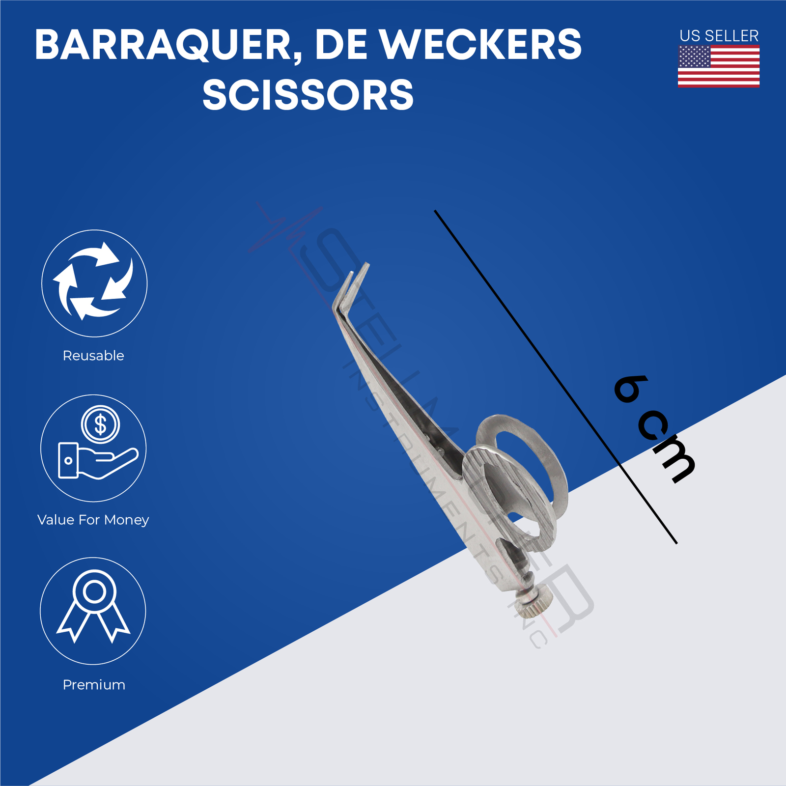 Barraquer De Weckers Eye Scissors 6 cm Ophthalmic Instruments German Steel