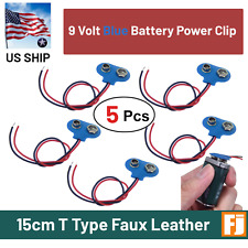 Blue 9V 15cm Battery Connector T Type Clip Plug Wire 9 Volt 5 PCS | US SHIP picture