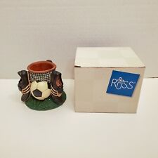 Soccer Themed Pencil Holder Cup Russ Recaptured Goals Hand painted Ball Cleats picture