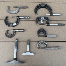 VTG LOT 9 MACHINIST TOOLS OUTSIDE & DEPTH MICROMETERS STARRETT MITUTOYO LUFKIN picture