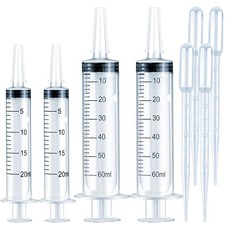 4 Pack Large Syringes for Liquid, 20ml & 60ml Plastic Syringe for Measuring, Lip picture