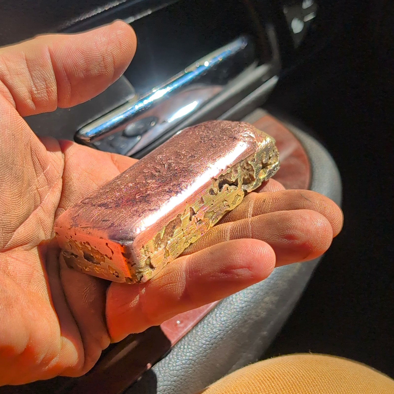 Copper/Mysterious Mtl. Ingots Lot of , Rough Cast, 1 in Thick x 4 in Long 1lb