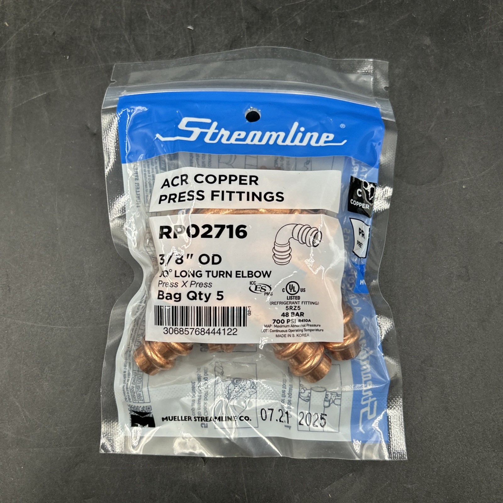 New (QTY. 5) Mueller Streamline RP02716 3/8\ New (QTY. 5) Mueller Streamline RP02716 3/8\