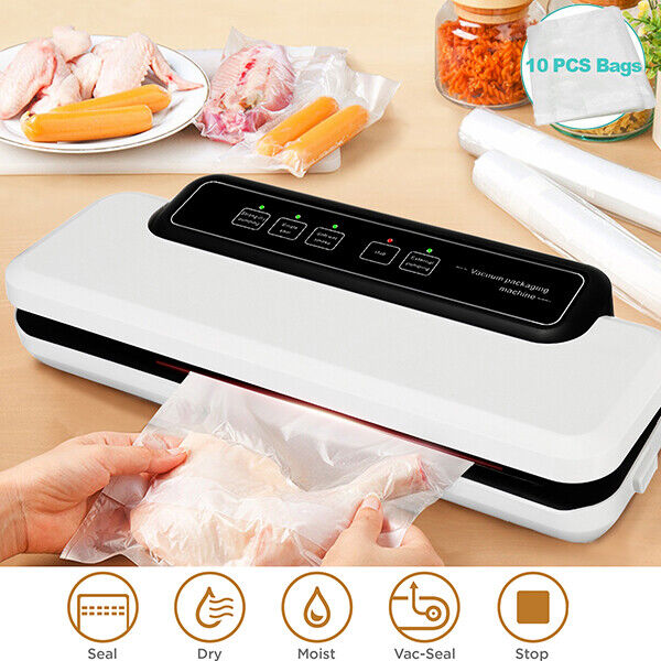 2 in 1 Vacuum Sealer Machine Meal Food Saver System Preservation With 10 Bags