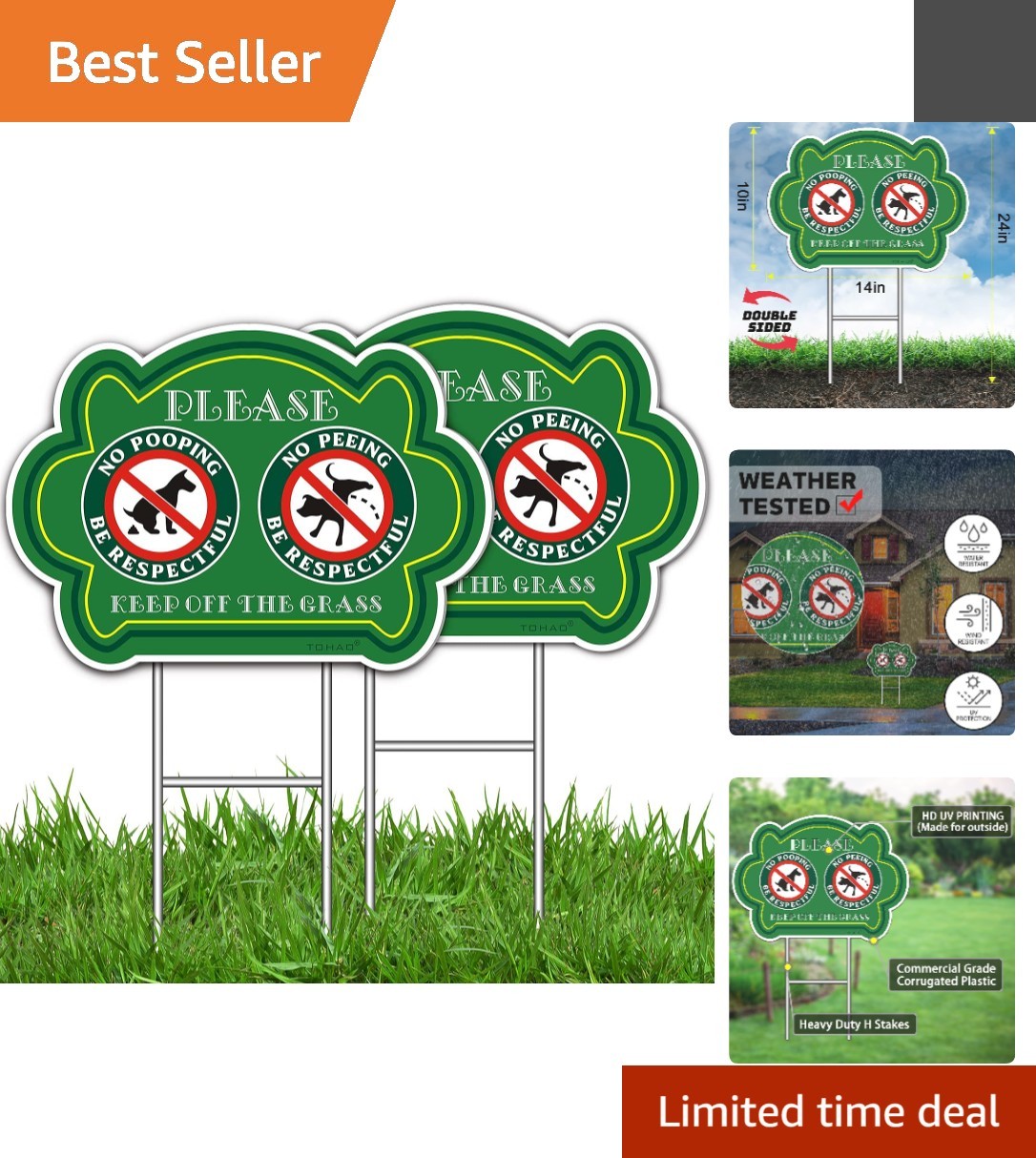 Elegant 2-Pack No Peeing and No Pooping Yard Signs - Waterproof & UV Resistant Elegant 2-Pack No Peeing and No Pooping Yard Signs - Waterproof & UV Resistant
