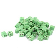 50Pcs 2 Pin Screw Terminal Block Connector 3.5mm Pitch Panel PCB Mount Green New picture