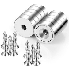 16Pack 40LBS Strong Magnets with Holes, Round Cup Magnets with Screws for Wall M picture