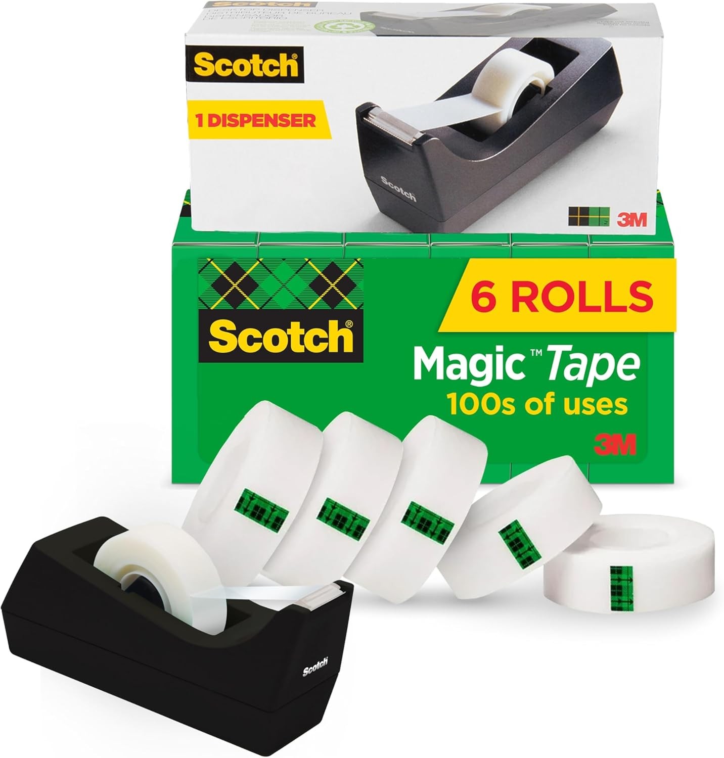 Desktop Tape Dispenser Set by Scotch - 6 Rolls Magic Tape for Home/Office Desktop Tape Dispenser Set by Scotch - 6 Rolls Magic Tape for Home/Office