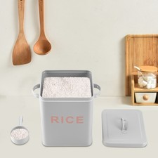 NEW 6L Metal Rice Beans Storage Container Squre Rice Canister with Lid & Scoop picture