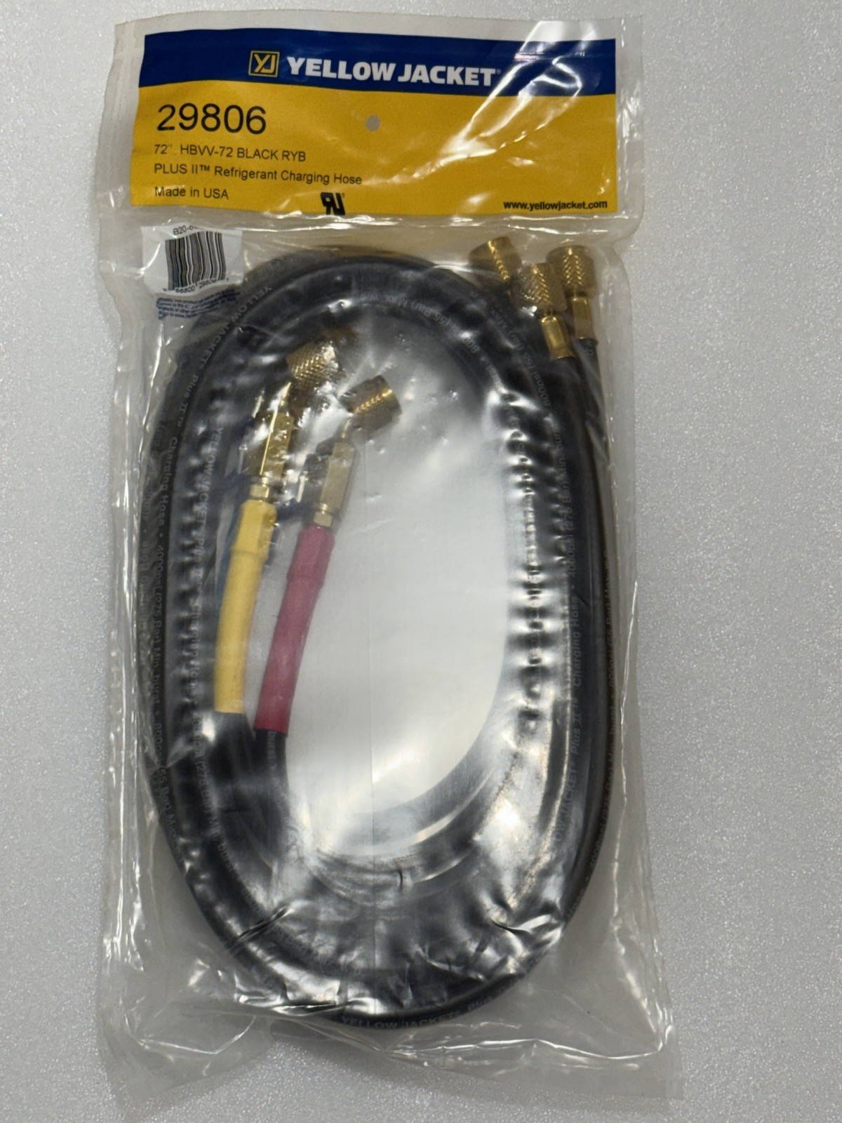 YELLOW JACKET 29806 Plus II 3 Pack 1/4” Charging Hoses Compact Valve End. YELLOW JACKET 29806 Plus II 3 Pack 1/4” Charging Hoses Compact Valve End.